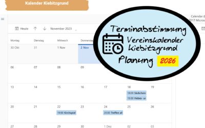 News: Treffen Vereinskalender Kiebitzgrund für 2026